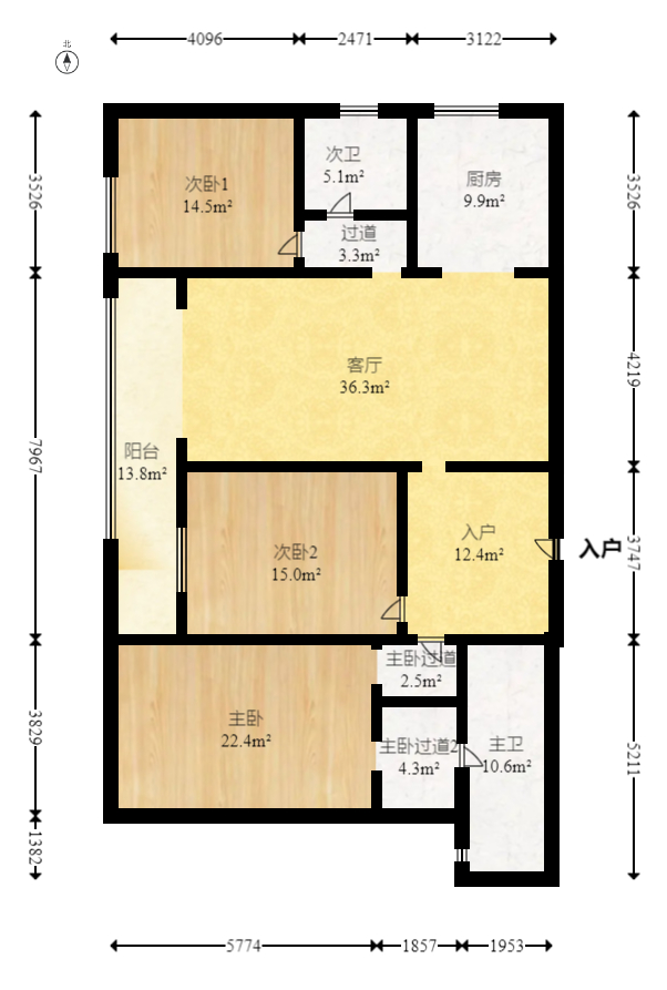 万科紫台  3室2厅2卫   267.00万室内图1