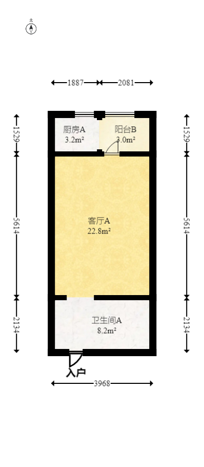 五矿万境水岸二期（五矿万境水岸和苑）  1室1厅1卫   49.00万室内图1