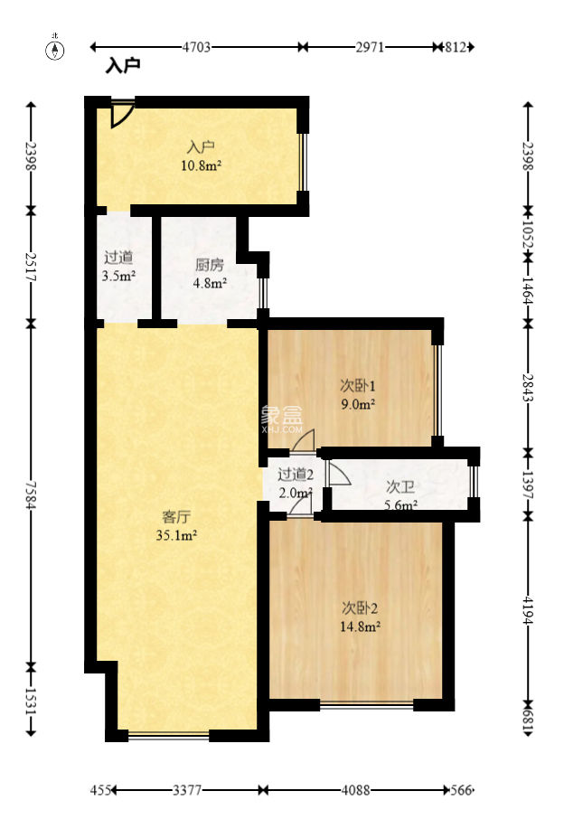 通用時代國際社區(qū)  2室2廳1衛(wèi)   95.00萬