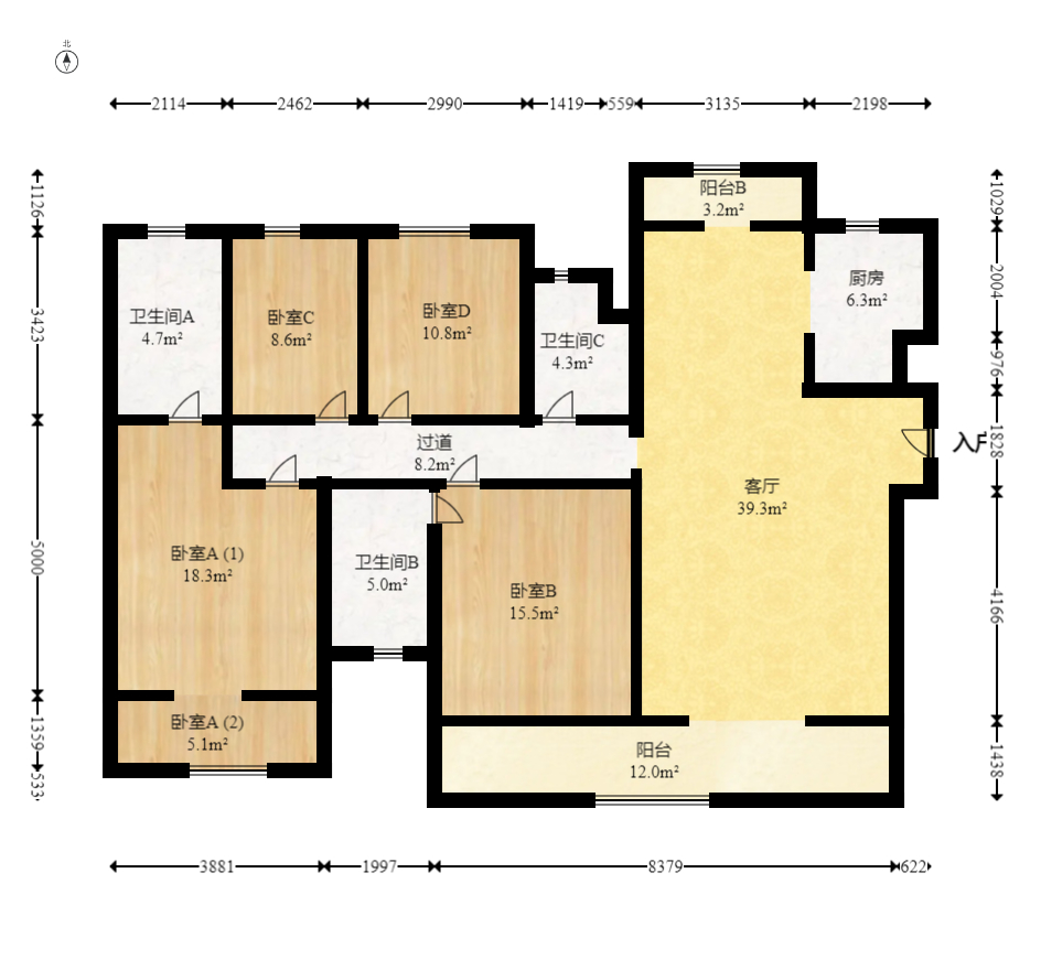 中建梅溪湖中心  4室2厅3卫   298.00万室内图1
