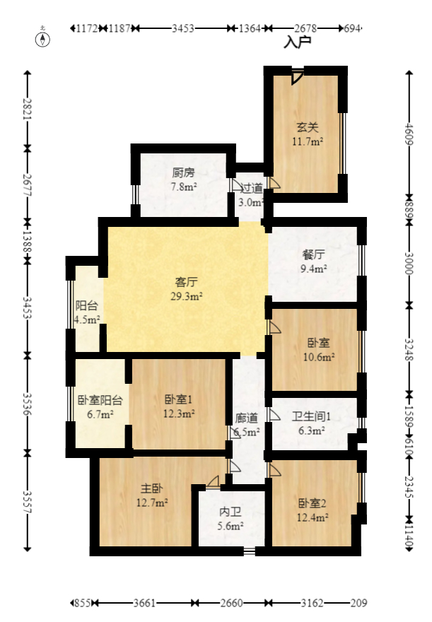 新城新世界一二三期  4室2厅1卫    181.08万室内图1