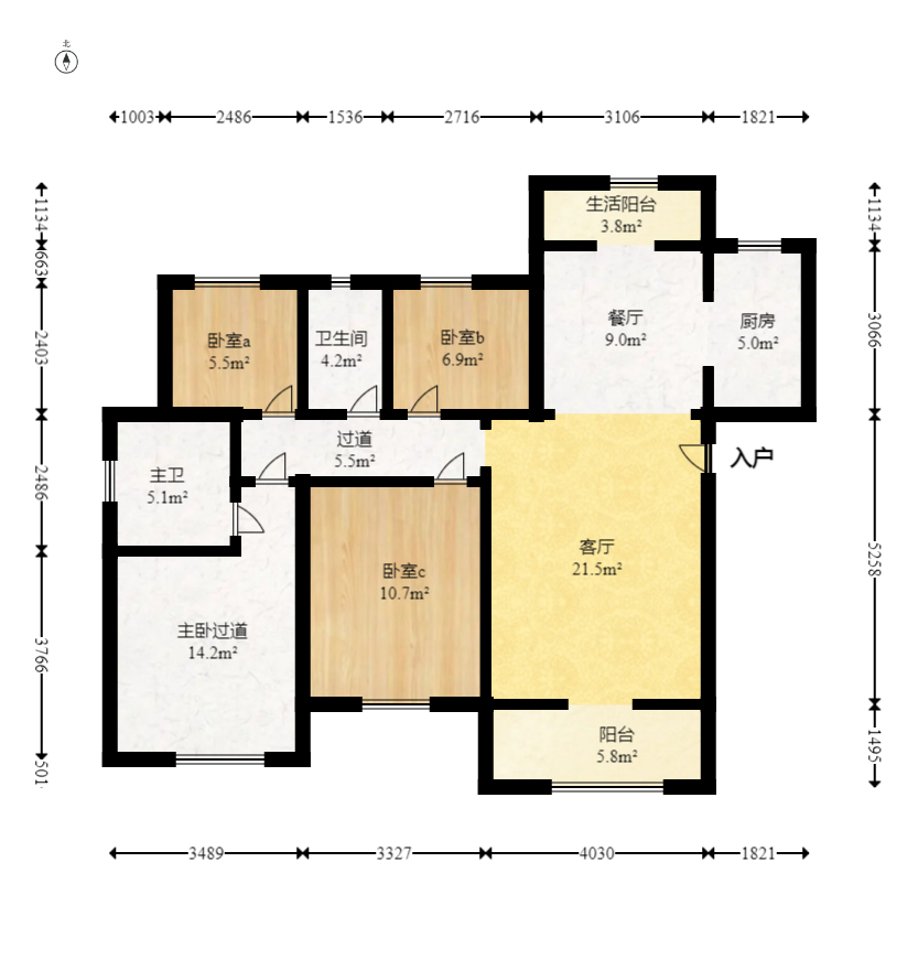 大汉汉府一期  4室2厅2卫   79.80万室内图1