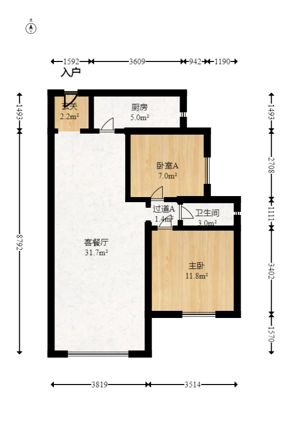 谷山乐园  2室2厅1卫   62.80万室内图1