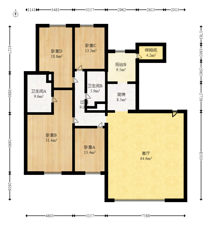 恒大雅苑  4室2厅1卫    223.0万室内图1