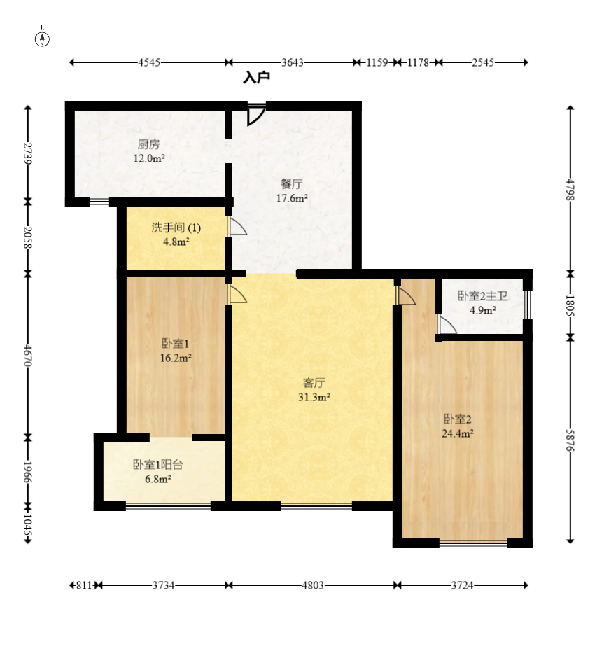 丽星景园  3室2厅1卫    115.0万室内图1