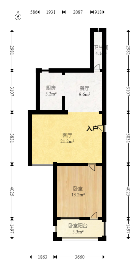 德政园  2室2厅1卫    59.8万室内图1