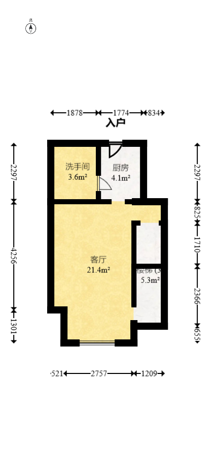 建发中央公园（建发美地）  1室1厅1卫   42.80万室内图1