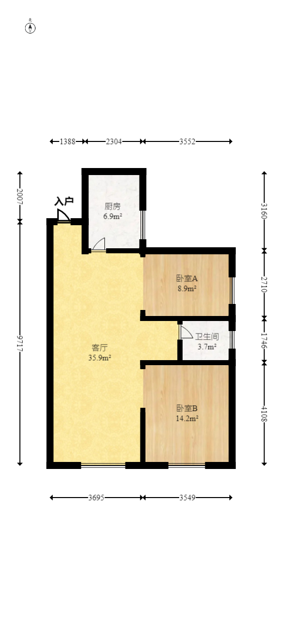 丽发新城  2室2厅1卫   46.80万室内图1