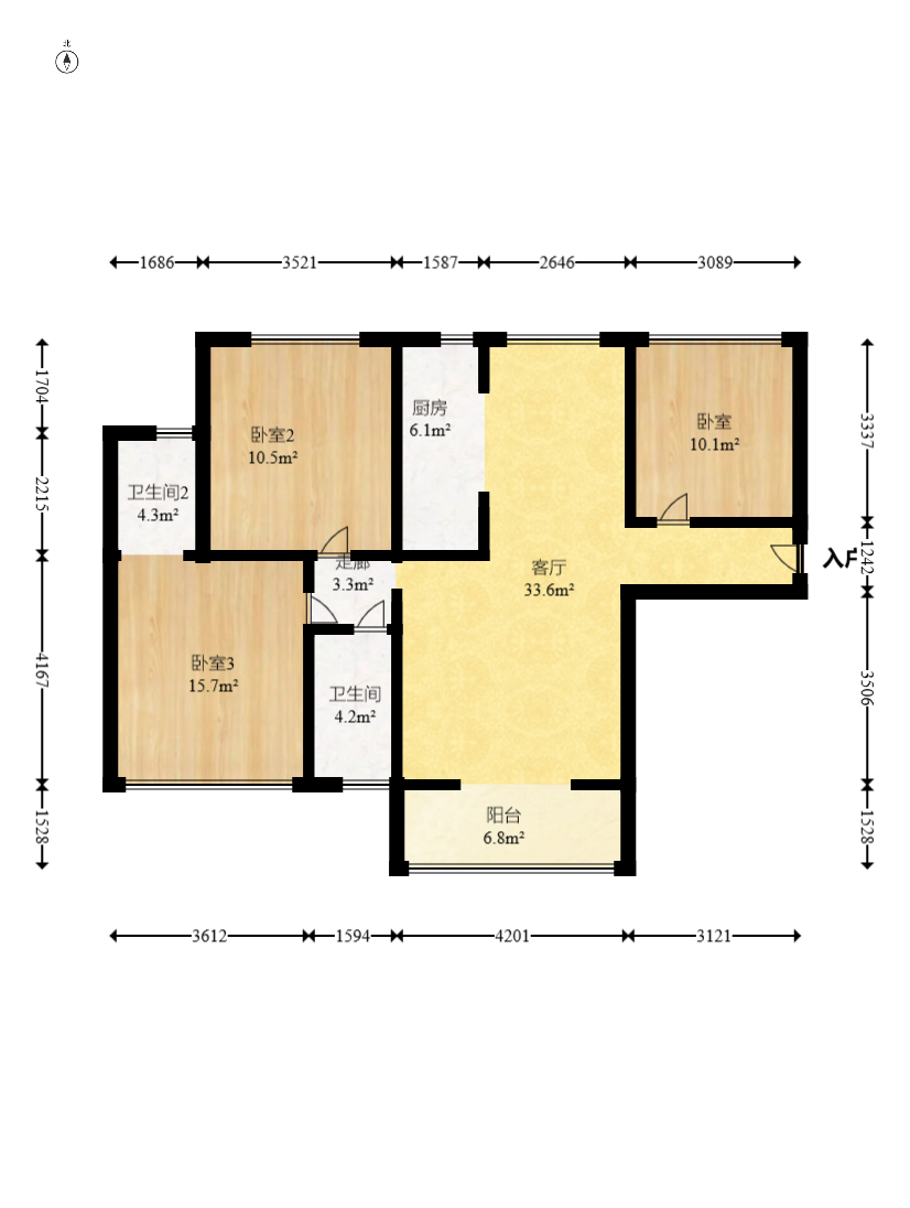 佳美紫郡  3室2厅2卫    73.8万室内图1