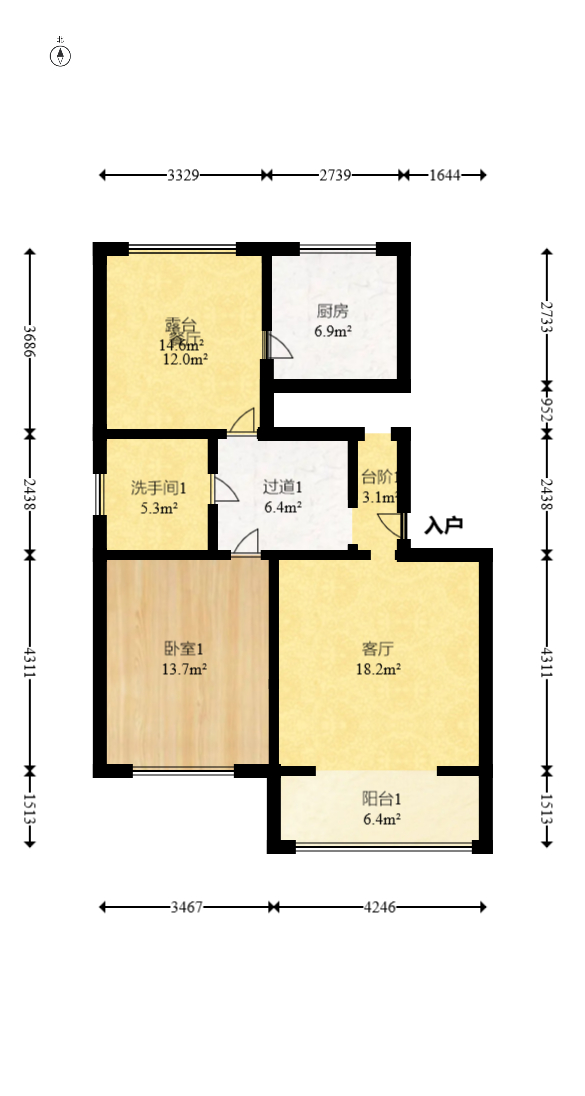 景湾小区（井湾小区）  3室2厅1卫   71.80万户型图