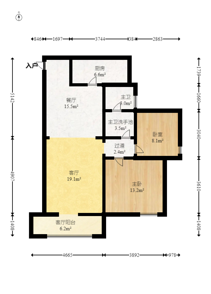 藍山郡  2室1廳1衛(wèi)    55.0萬室內(nèi)圖1