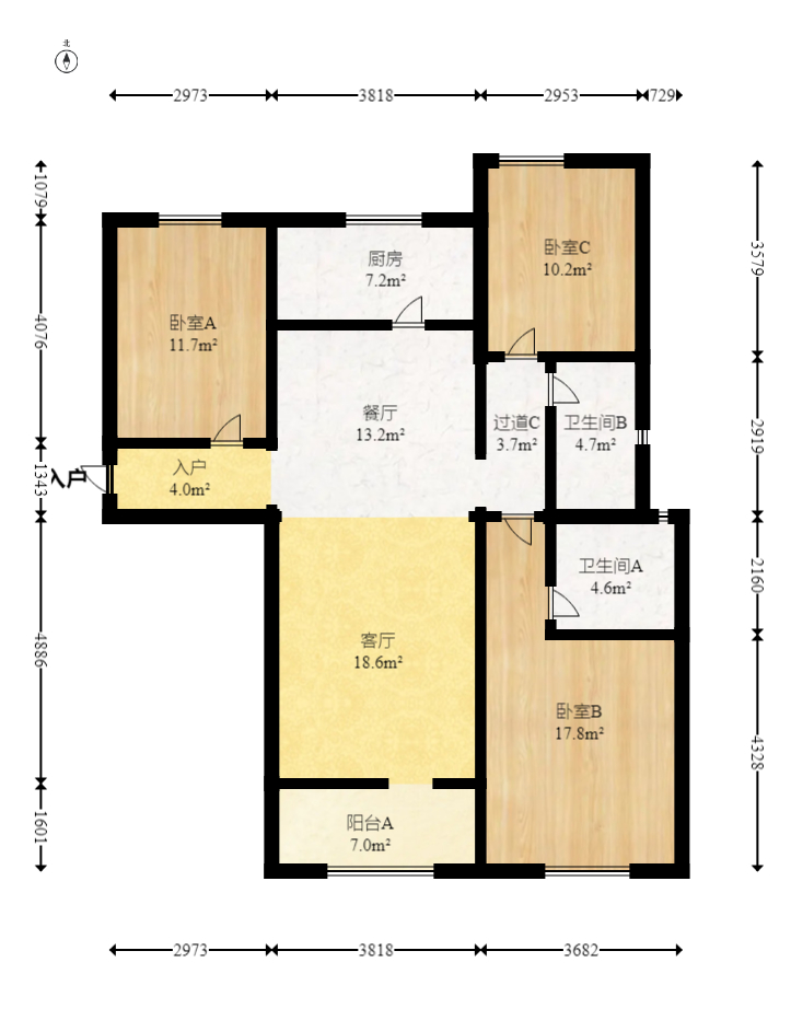 保利城(中航城国际社区、郡原美村) 3室2厅2卫 75.00万 保利城(中航城国际社区、郡原美村) 3室2厅2卫 75.00万户型图