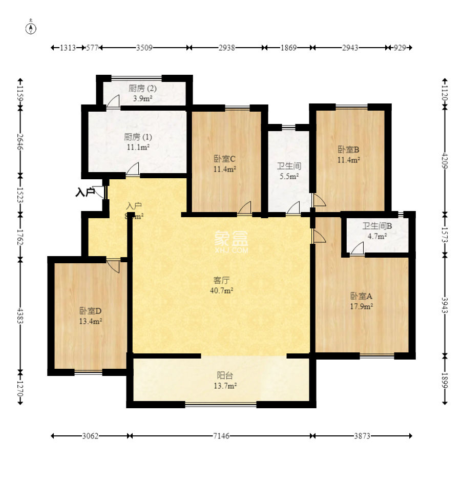 梅溪正荣府  4室2厅2卫    260.0万