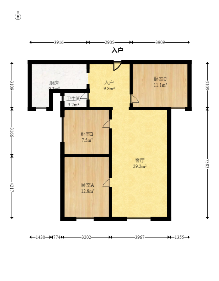 中海梅溪湖壹号  3室2厅1卫    125.0万 中海梅溪湖壹号  3室2厅1卫    125.0万户型图