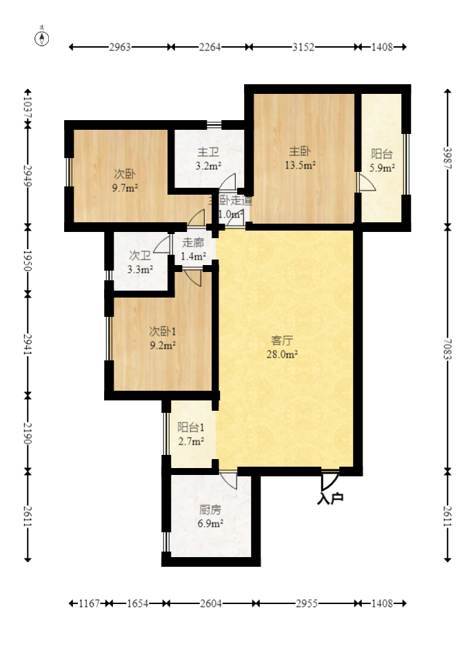 濠江花园  3室2厅2卫    140.0万 濠江花园  3室2厅2卫    140.0万户型图
