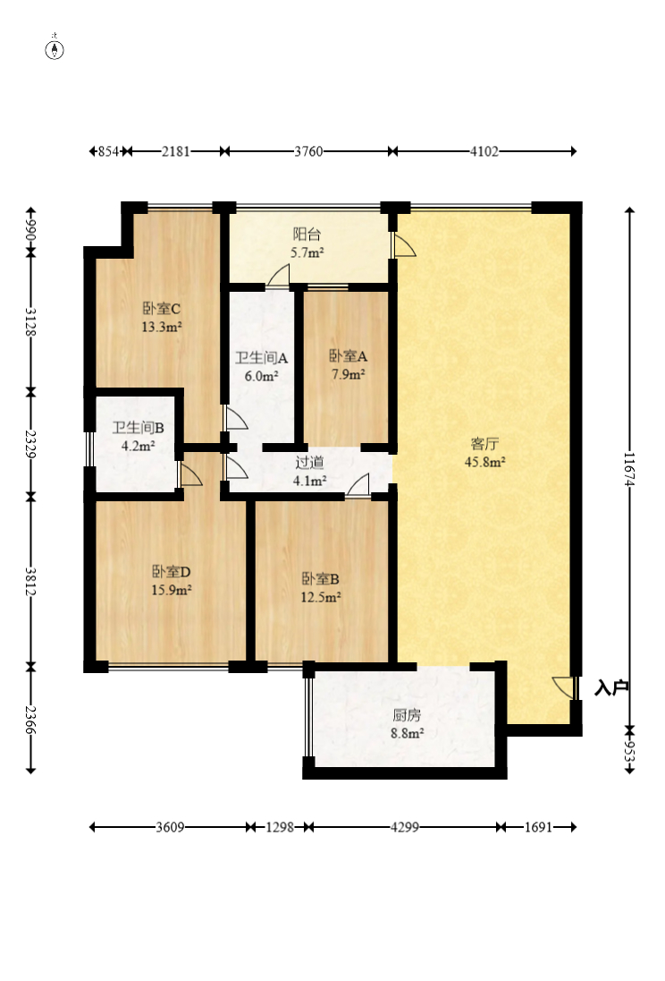 悦湖山  4室2厅2卫    105.0万 悦湖山  4室2厅2卫    105.0万户型图