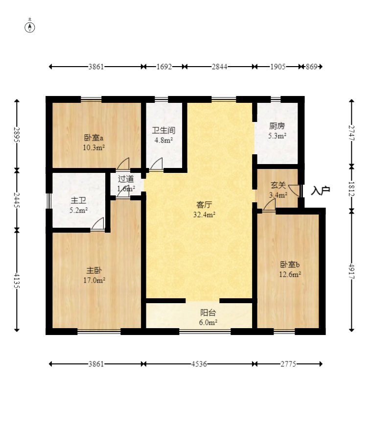 荣盛岳麓峰景  3室2厅2卫   85.00万室内图1