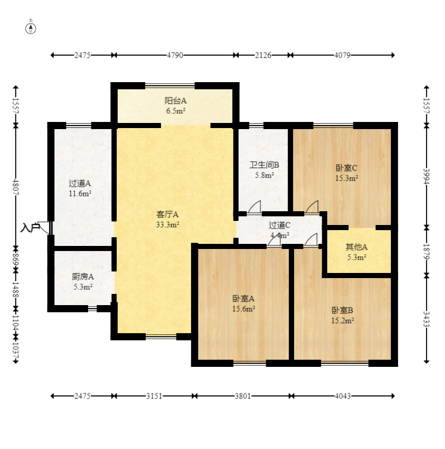 华悦城  4室2厅2卫   135.00万室内图1