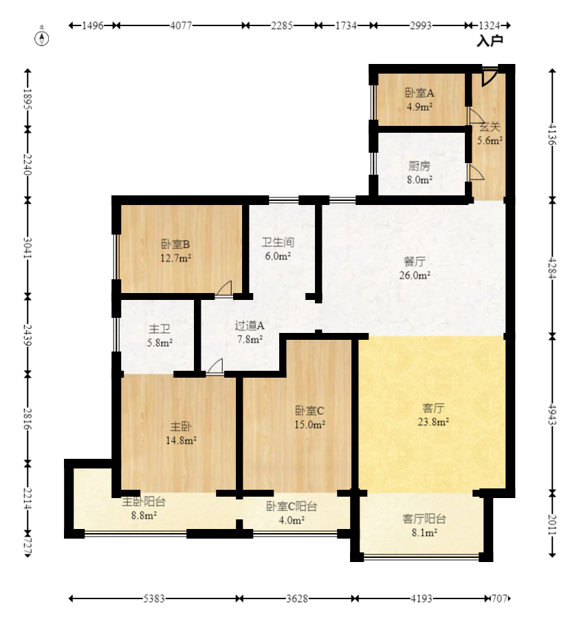 沁园春  4室2厅2卫   175.00万室内图1