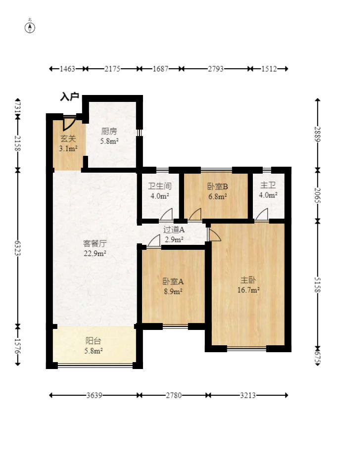 保利海德公园  3室2厅2卫   198.00万室内图1