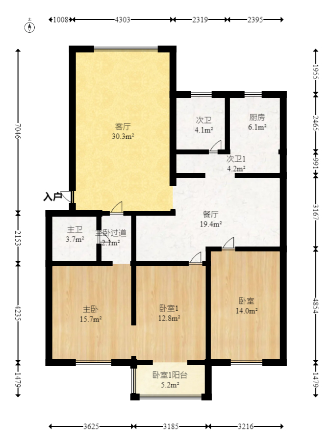 芙蓉苑  3室2厅1卫   80.00万室内图1