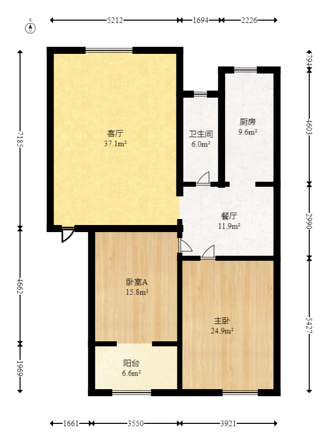 中江锦城  2室2厅1卫   68.00万室内图1