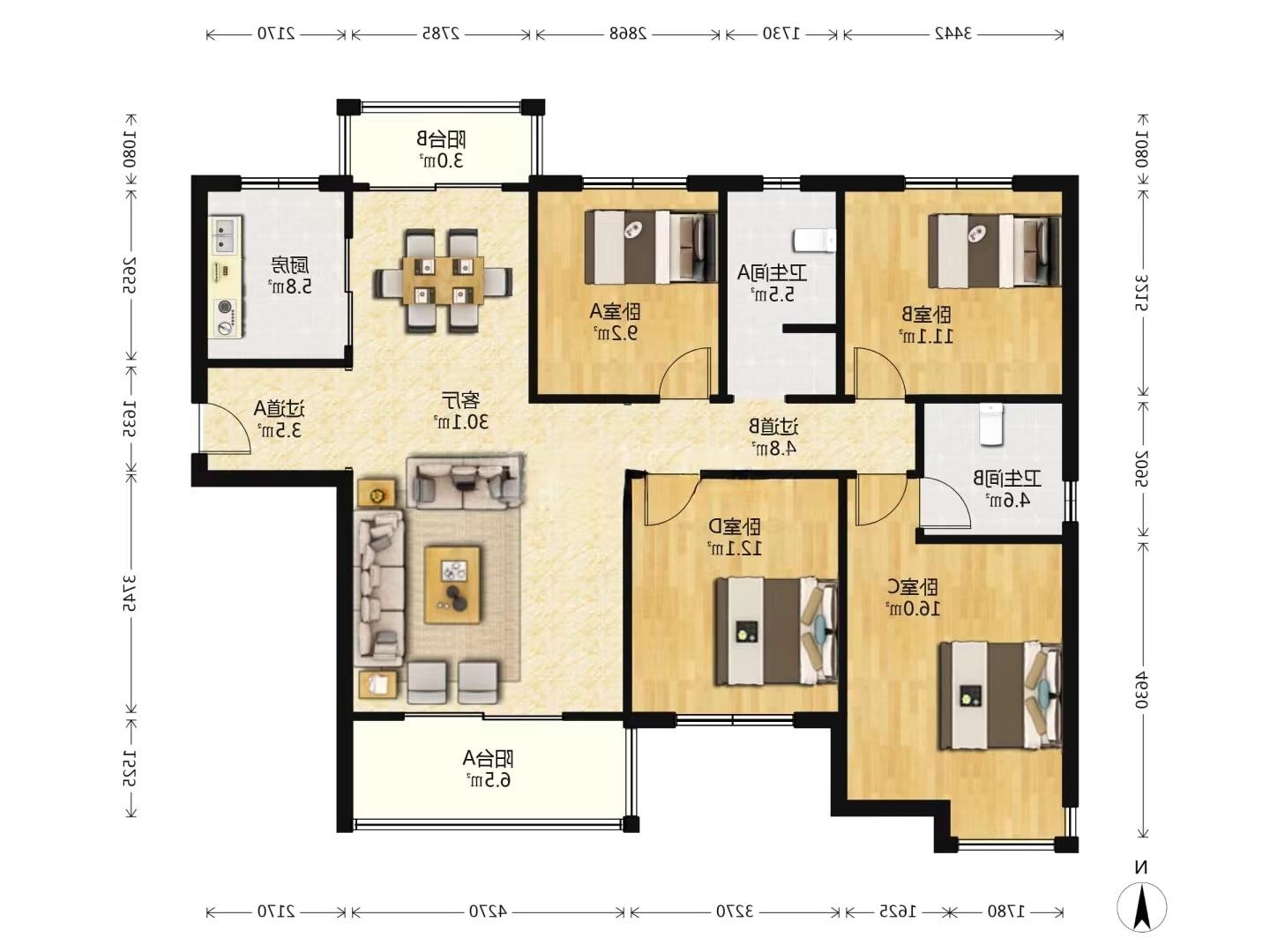 中建玥熙台 4室2厅2卫 92.0万 中建玥熙台 4室2厅2卫 92.0万室内图