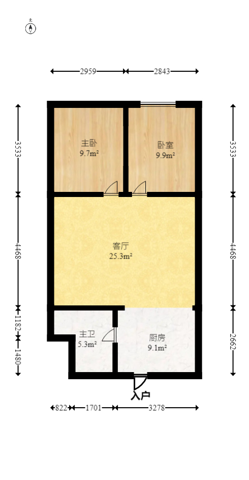 昊天大厦  2室1厅1卫   86.80万室内图1