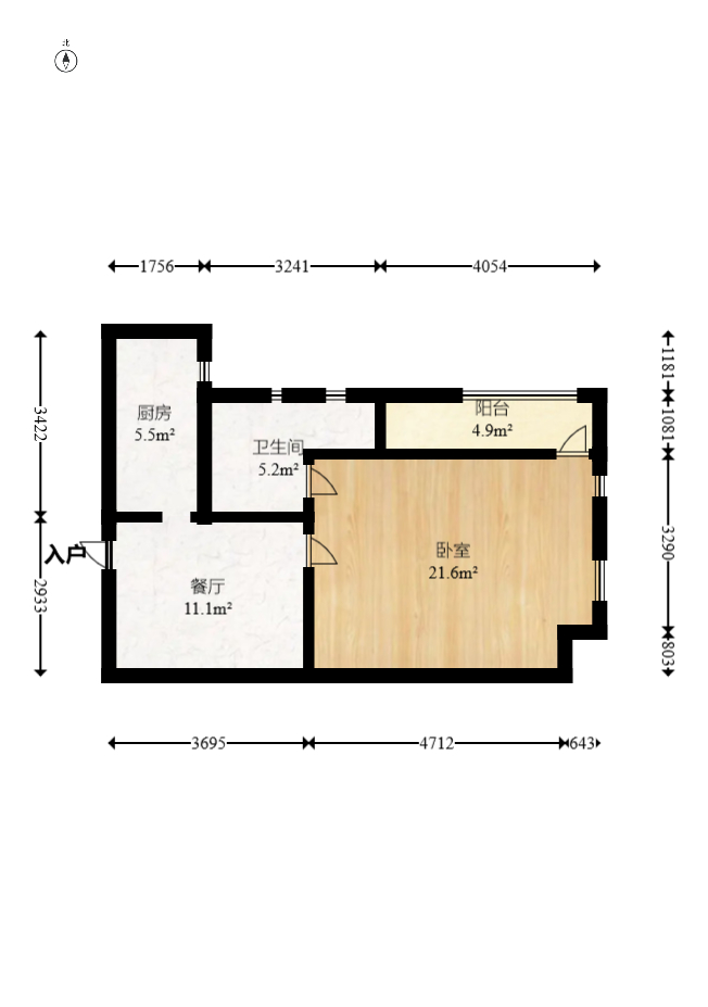 鑫科明珠 1室1厅1卫 33.8万 鑫科明珠 1室1厅1卫 33.8万户型图