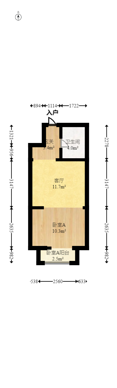 喜盈门范城  1室1厅1卫   35.00万室内图1