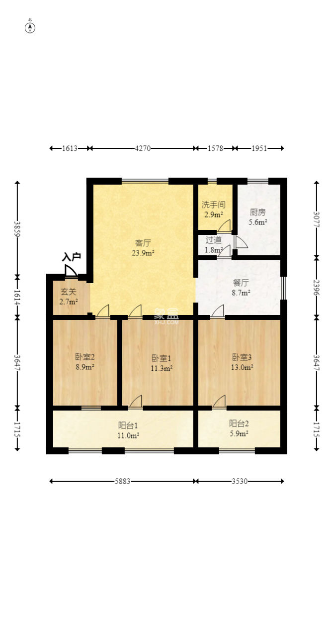 轻工设计院  3室2厅1卫   60.00万