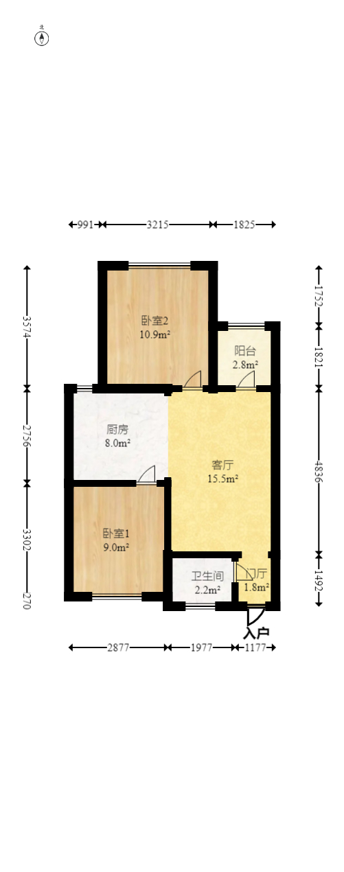 铝厂宿舍  2室1厅1卫   30.80万室内图1