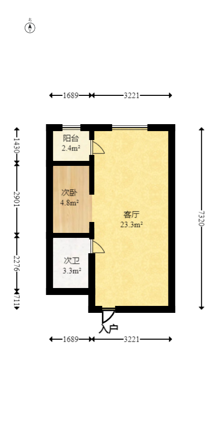 里仁坡散盘  1室1厅1卫   33.00万室内图1
