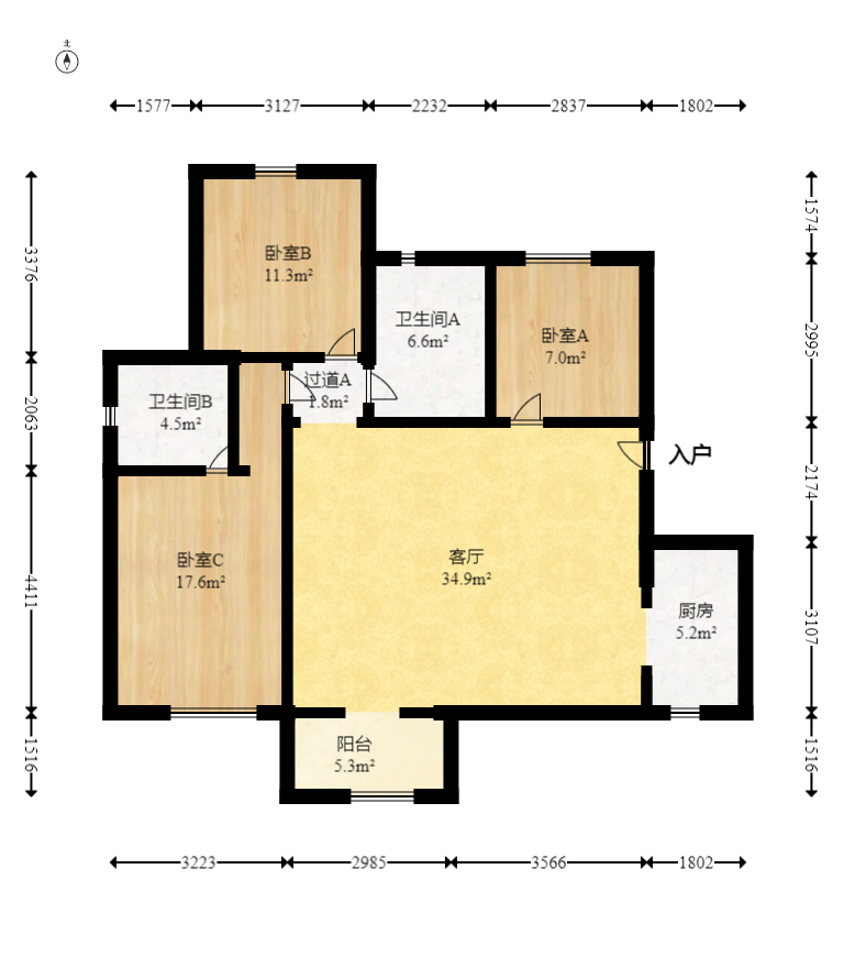 哈佛小镇(五矿哈佛小镇) 3室2厅2卫 55.0万 哈佛小镇(五矿哈佛小镇) 3室2厅2卫 55.0万户型图