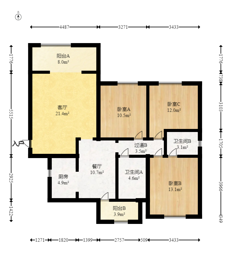 南郡雅园  3室2厅2卫   55.00万室内图1