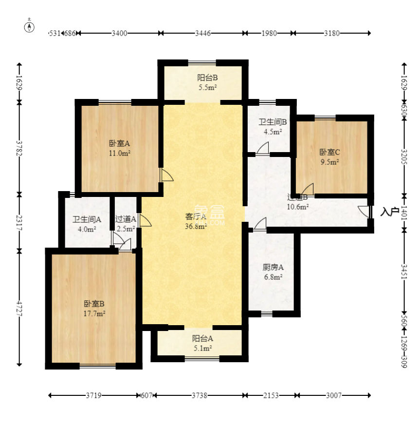 华银天际  3室2厅2卫   105.00万