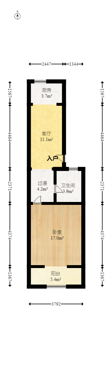 运通馨苑  1室1厅1卫   36.80万室内图1
