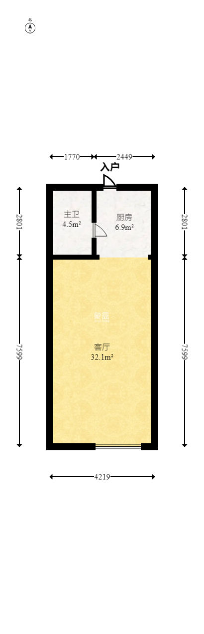 YO领域（领御大厦）  1室1厅1卫   58.00万