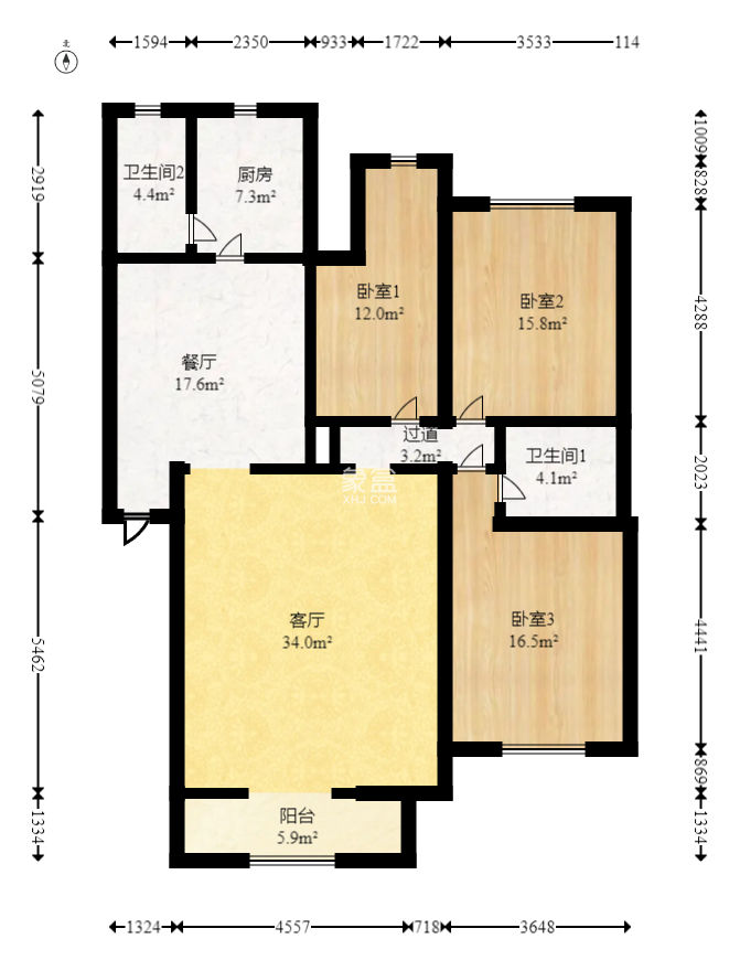 錦泰家園（錦泰商務(wù)大廈）  3室2廳2衛(wèi)   85.00萬(wàn)