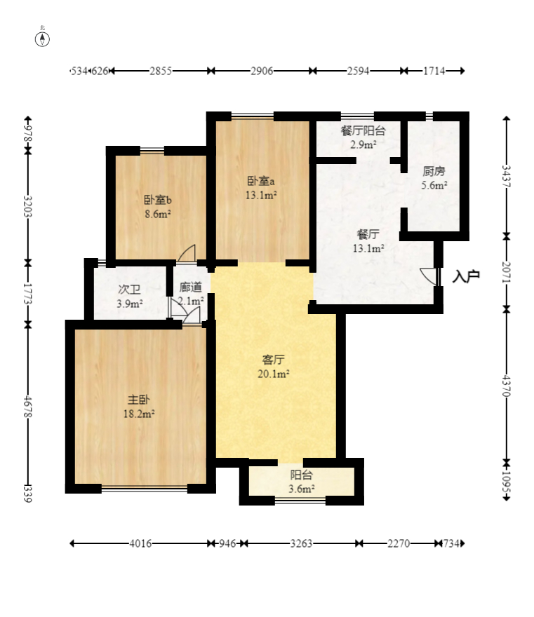 保利麓谷林语F区  3室2厅1卫   108.90万室内图1