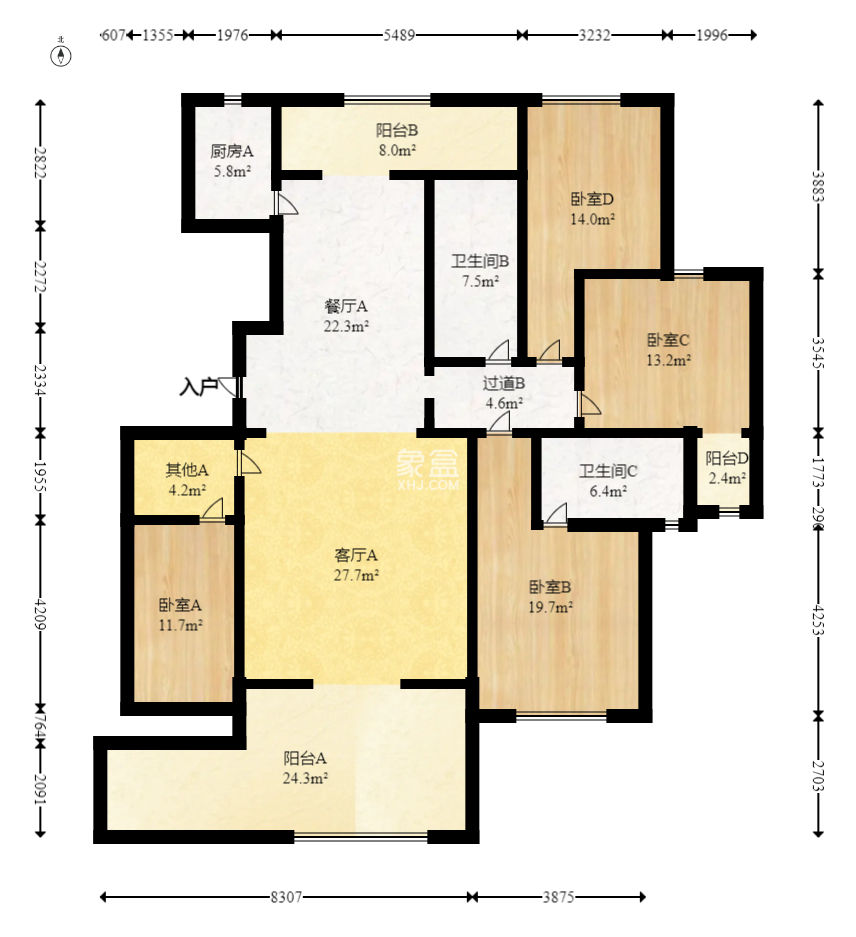 华盛世纪新城  4室2厅2卫   165.00万