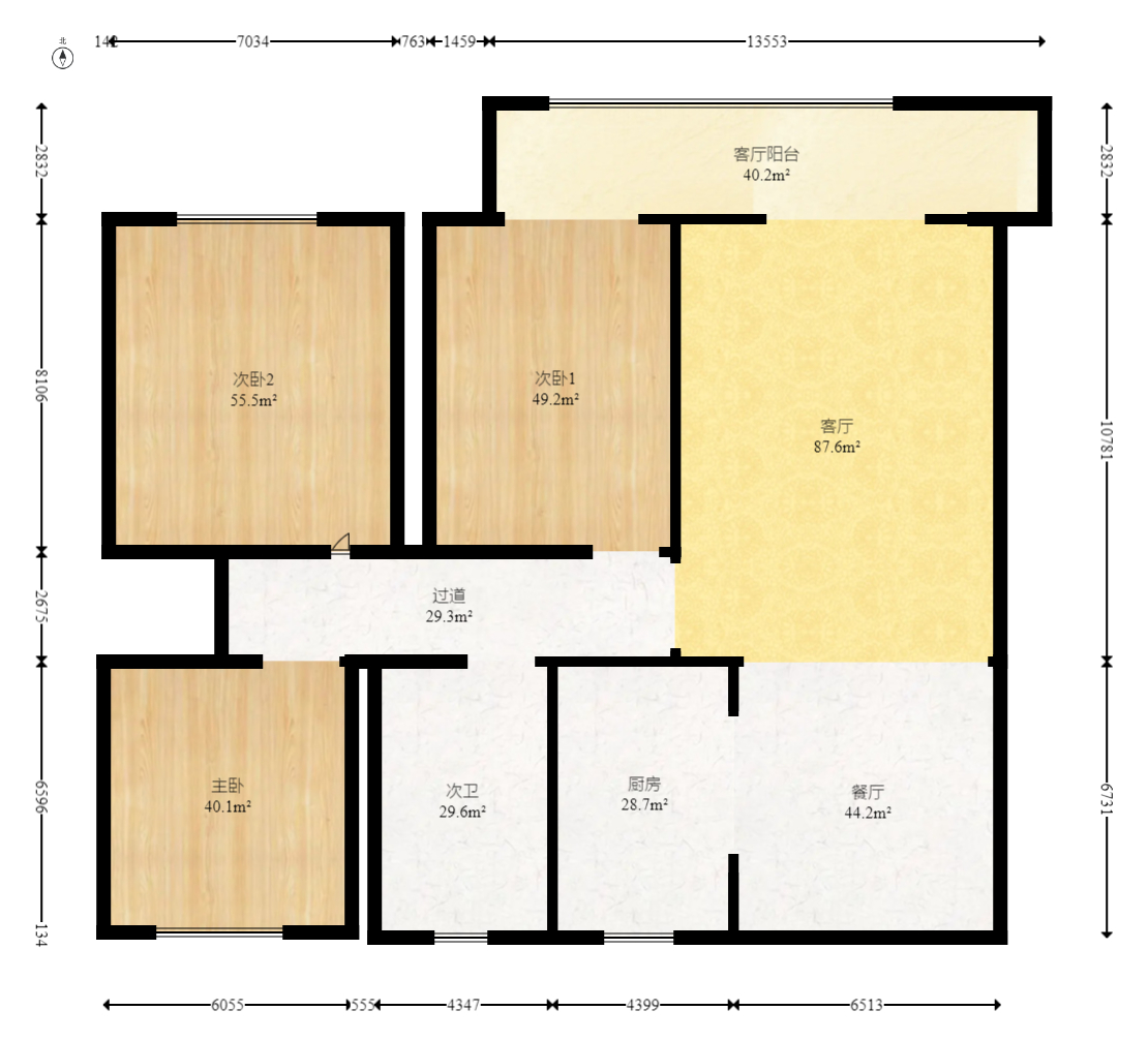 长沙融创城 3室2厅1卫 68.8万 长沙融创城 3室2厅1卫 68.8万户型图