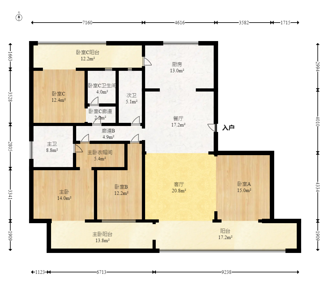 珠江頤德公館  4室2廳3衛(wèi)    398.0萬室內圖1