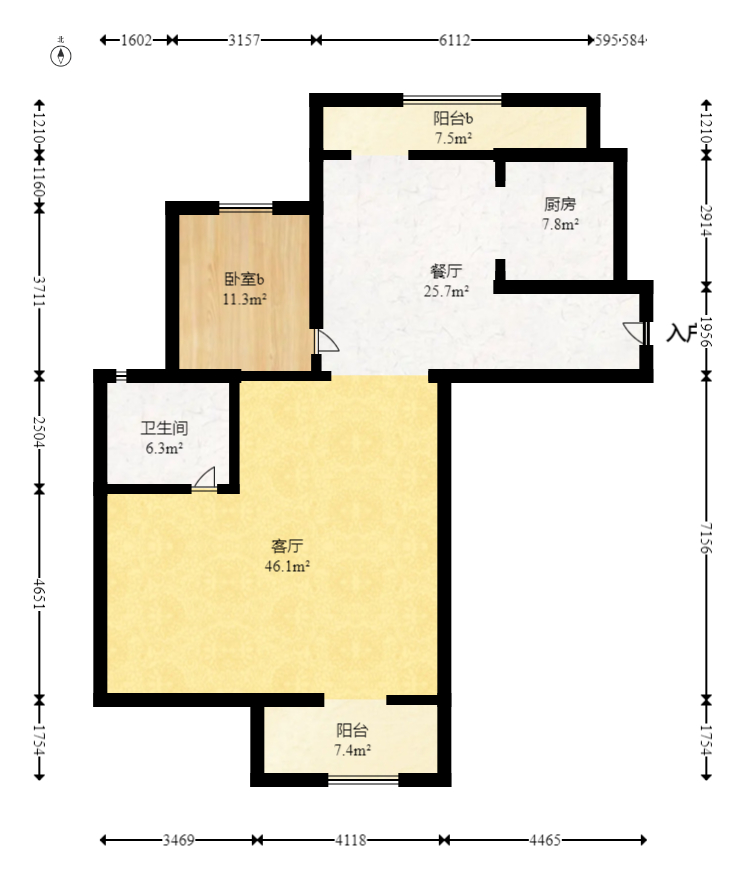 润和山水郡  3室2厅2卫   126.00万室内图1