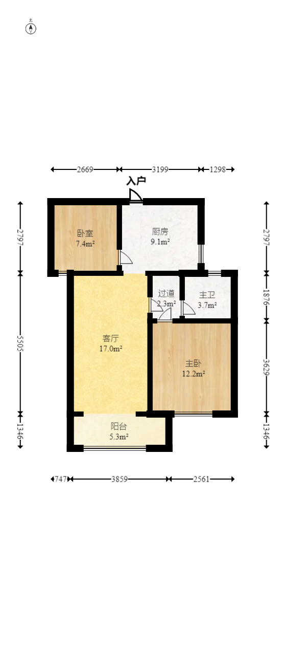 荣盛花语城 2室2厅1卫 45.0万 荣盛花语城 2室2厅1卫 45.0万户型图