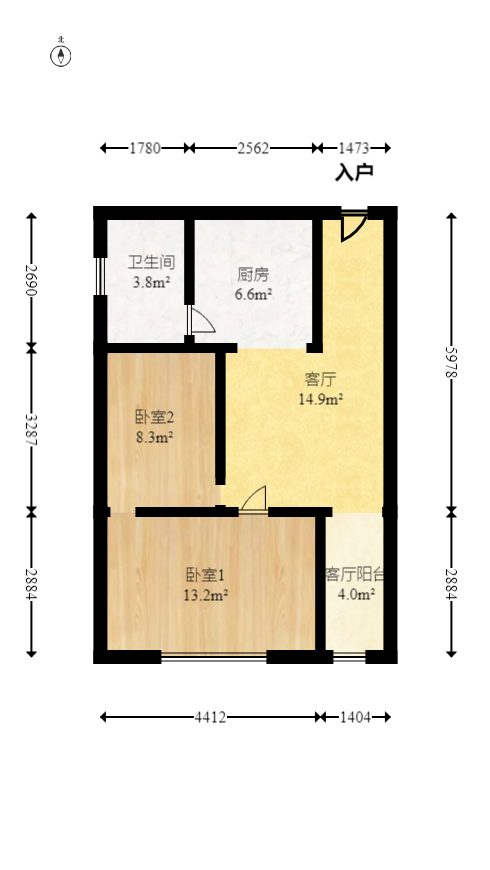 才子嘉都  2室1厅1卫   49.00万室内图1
