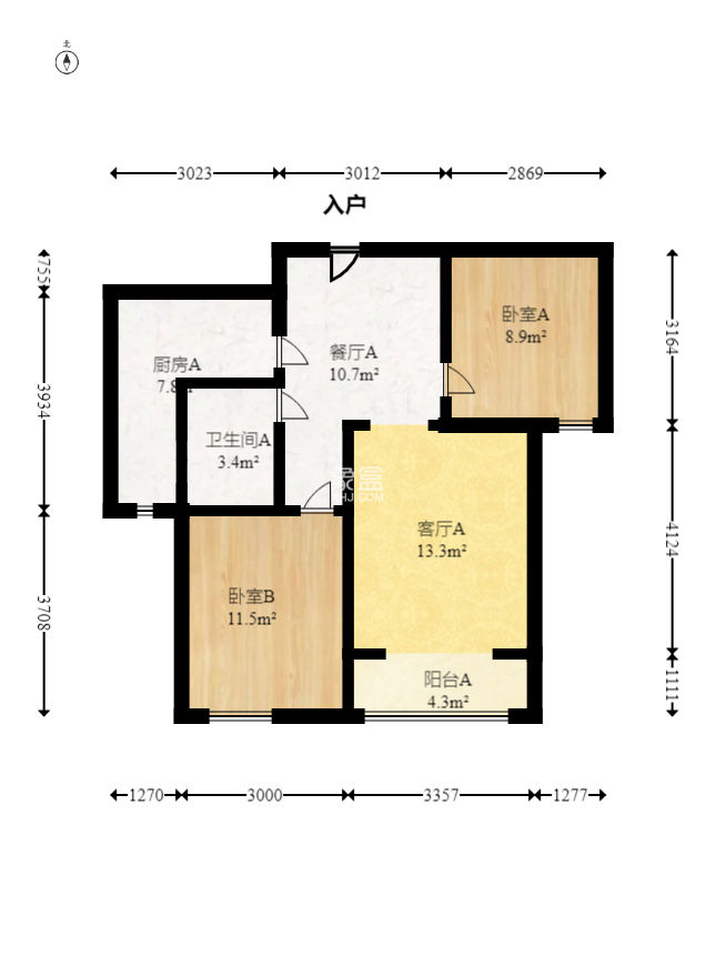 五矿万境水岸一期（万境水岸嘉苑）  2室2厅1卫    105.0万