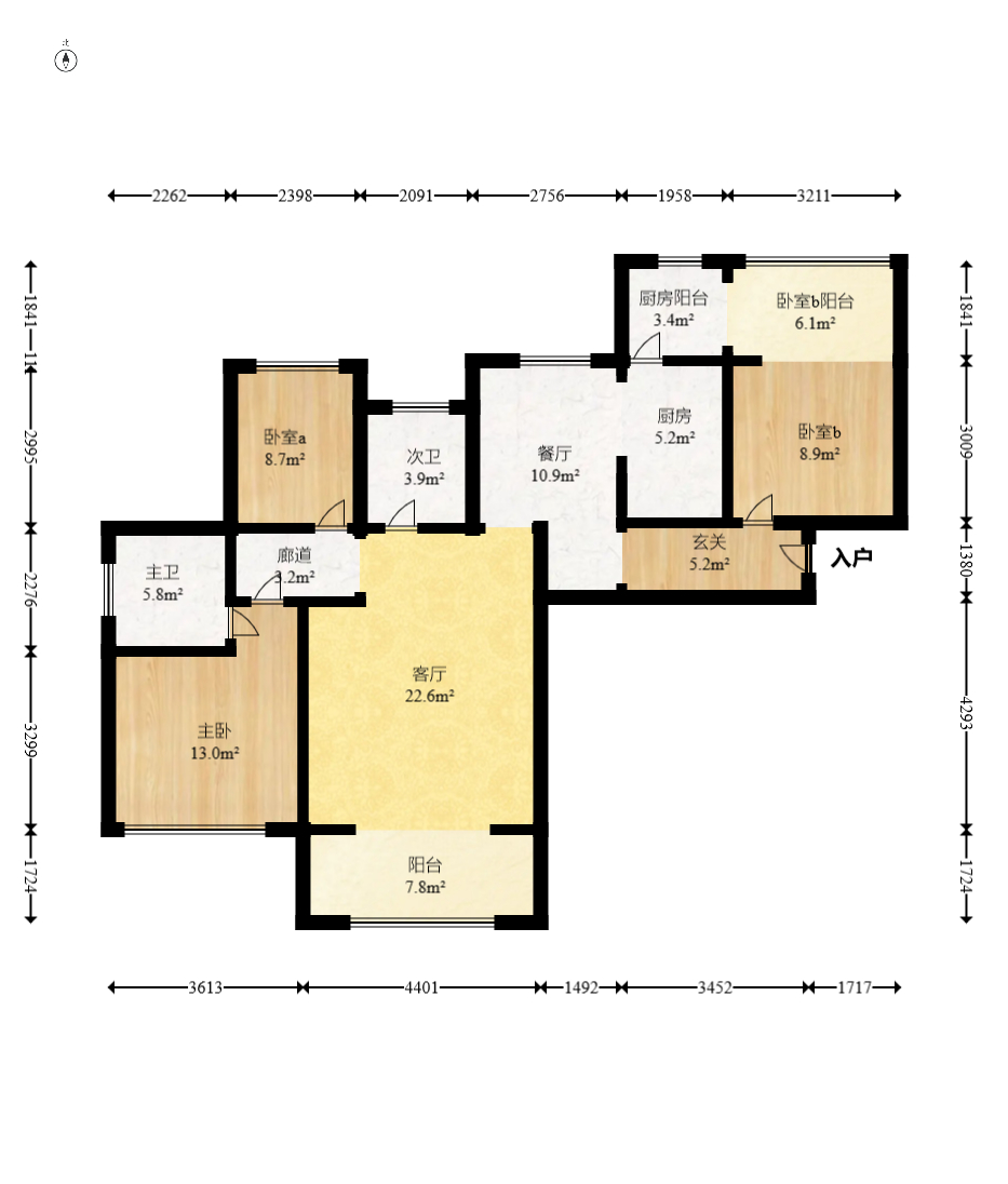 惠天然梅岭国际 3室2厅2卫 120.0万 惠天然梅岭国际 3室2厅2卫 120.0万户型图