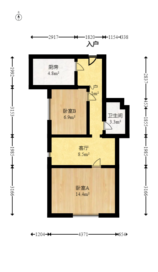 西子湖畔沃府  2室1厅1卫   49.80万室内图1