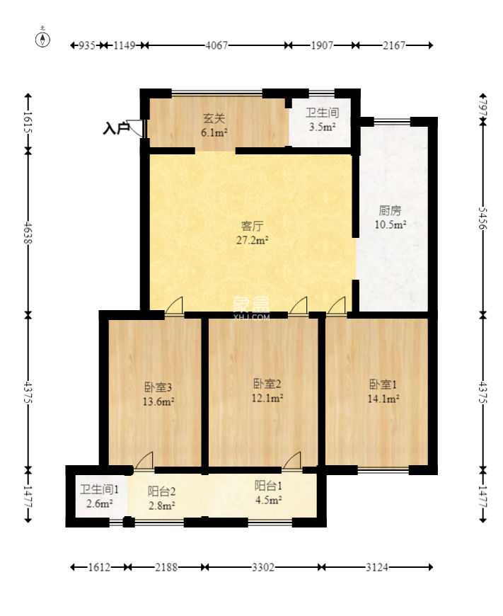 邮电新村  3室1厅1卫   74.00万